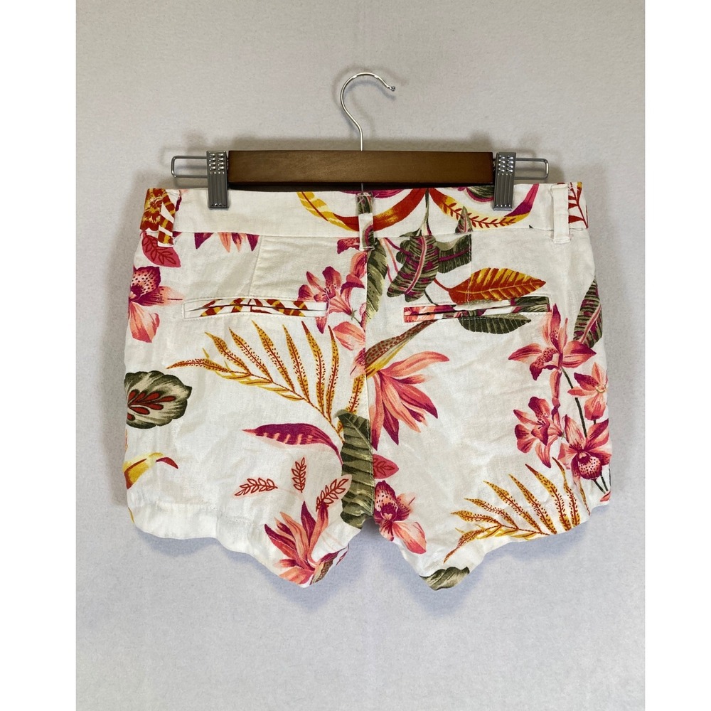 Tropical Floral Old Navy Women 0 White Linen Blend Mid-Rise Everyday Shorts - Picture 2 of 9